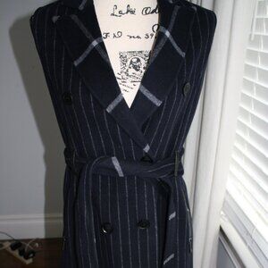 NWT -- BCBG  MaxAzria Abigail Long Navy Stripe Trench Dress /Vest -- XXS
